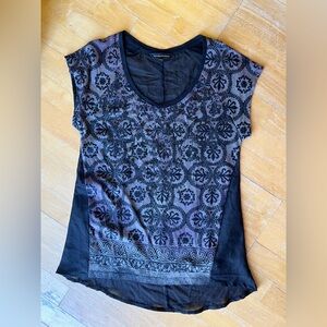 Rock & Republic Black and Purple Short Sleeve Top 60 percent Cotton